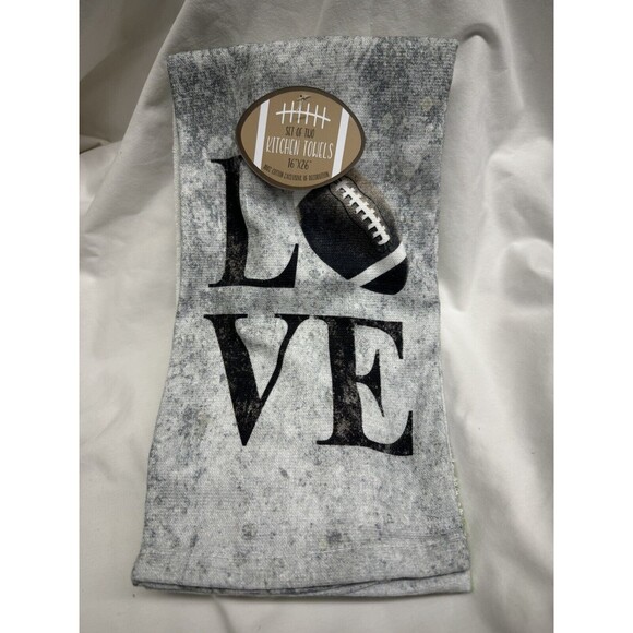 Kitchen Towel Set Of 2 With Love And Football NWT-NFL Decor-Football Season Home - Picture 1 of 6